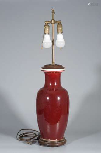 A RED GLAZE VASE TABLE LAMP