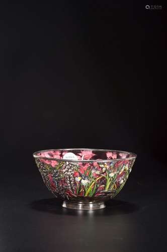 A RED CHINESE GLASS BOWL