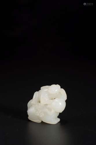 A WHITE JADE CHILD ANF TIGER PENDANT