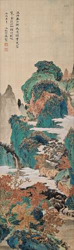 A CHINESE LANDSCAPE PAINTING ON SILK,HE HAIXIA MARK