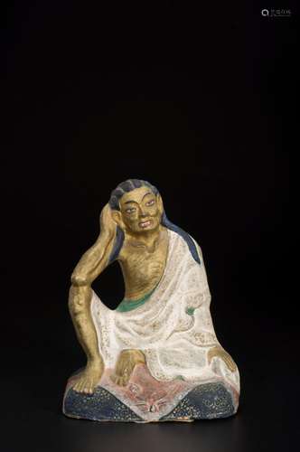 A CLAY SCULPTURE BUDDHIST DISCIPLE STATUE