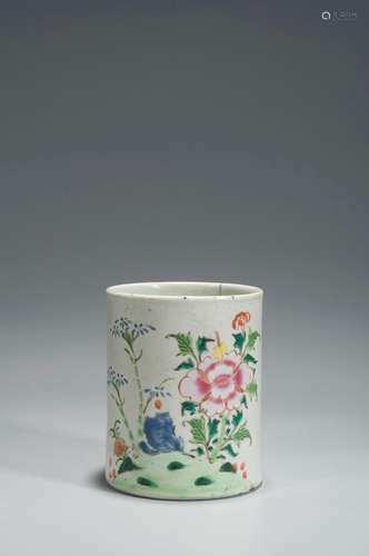 A FAMILLY-ROSE POENY BRUSH POT