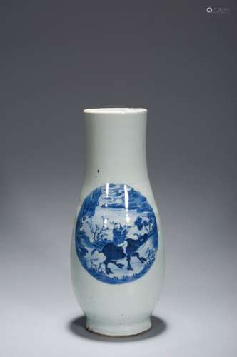 A BLUE AND WHITE FIGURE VASE