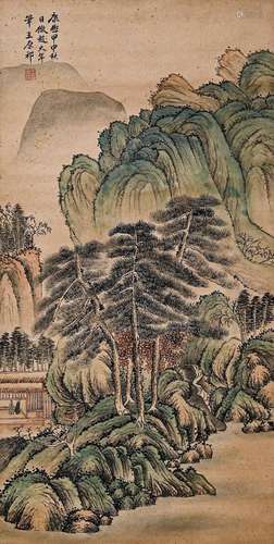 A CHINESE LANDSCAPE PAINTING,WANG YUANQI MARK