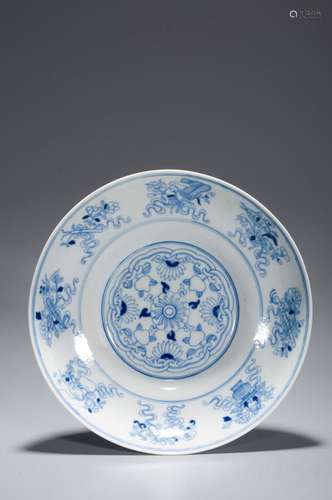 A BLUE AND WHITE DISH