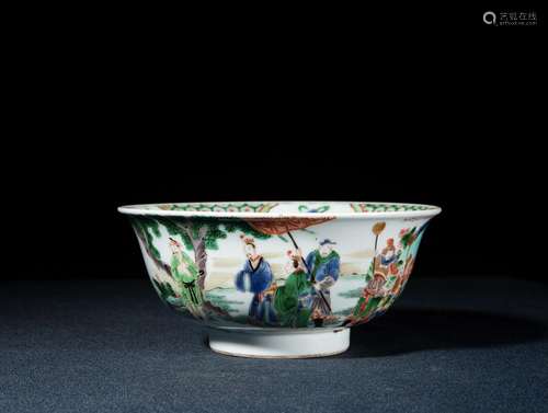 A MULTICOLORED FIGURE BOWL