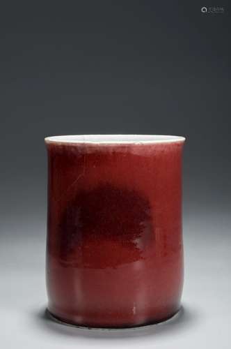 A RED GLAZE BRUSH POT