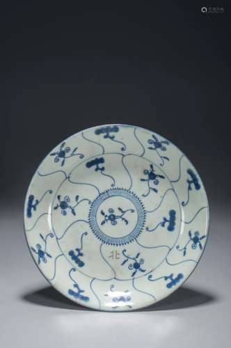 A BLUE AND WHITE DISH