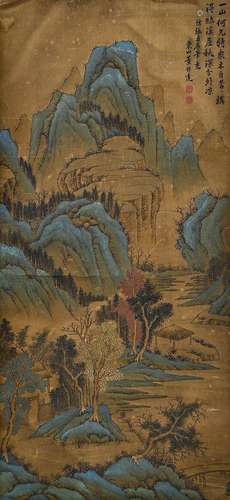 A CHINESE LANDSCAPE PAINTING ON SILK.DONG BANGDA MARK