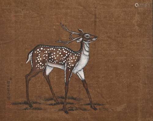 A CHINESE DEER PAINTING,LANG SHINING MARK