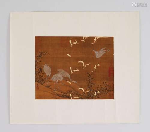 A CHINESE CRANE PAINTING,CUI BAI MARK