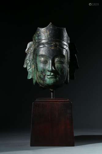 A COPPER  BUDDHA HEAD