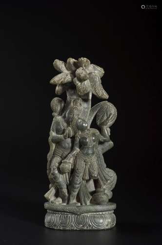 A SOAPSTONE VISHNU AND SHRILAKSHMI