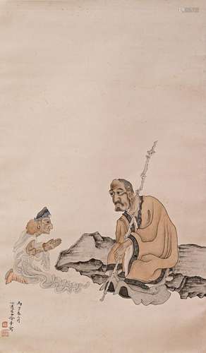 A CHINESE FIGURE PAINTING,XU PANG MARK