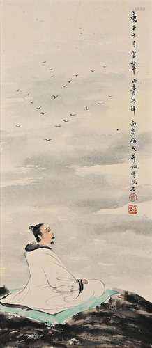 A CHINESE FIGURE PAINTING, FU BAOSHI MARK