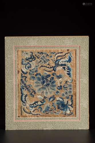 A PIECE OF CHINESE BUTTERFLY AND FLOWER EMBROIDERY