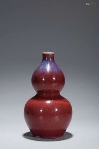 A FLAMBE-GLAZED GOURD-FORM VASE