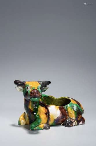 A TRI-COLORED BUFFALO-FORM POT