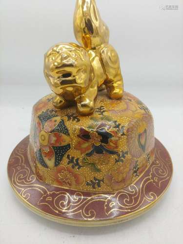 Vintage Chinese Foo Dog Lid for Vase Jar Incense Censer 19th...