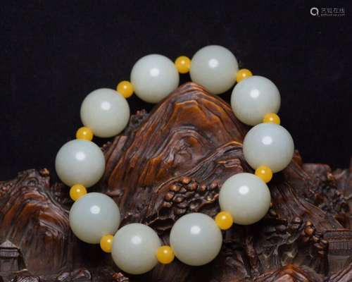 Chinese Natural Hetian Jade Hand-Carved Exquisite Bracelet 1...