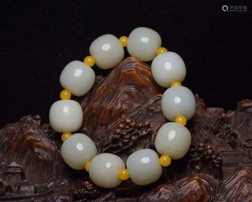 Chinese Natural Hetian Jade Hand-Carved Exquisite Bracelet  ...