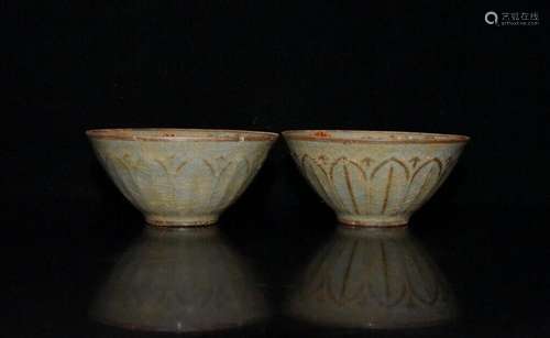 A Pair Chinese Porcelain Handmade Exquisite Pattern Cup 1356...