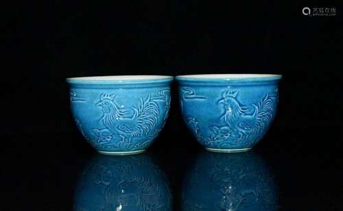 A Pair Chinese Porcelain Handmade Exquisite Chicken Pattern ...