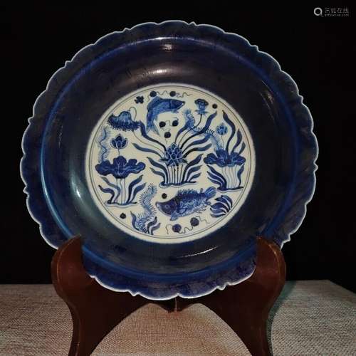 Chinese Porcelain Handmade Exquisite Fish Pattern Plate 1349...