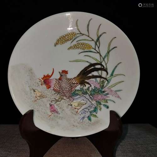 Chinese Pastel Porcelain Handmade Exquisite Pattern Plate 13...