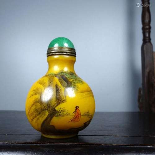 Chinese Old Beijing Glaze Hand Drawn Exquisite Pattern Snuff...