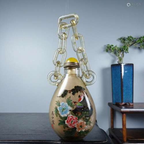 Chinese Old Beijing Glaze Handmade Flowers and birds Pattern...