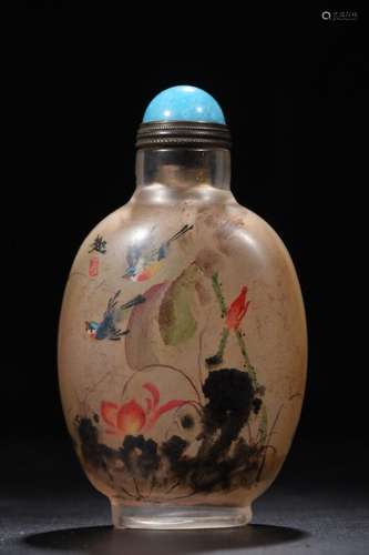 Chinese Old Beijing Glaze Hand Inner Painting Flowers Birds ...