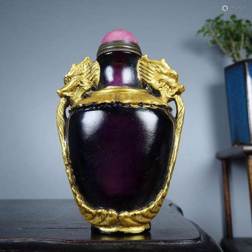 Chinese Old Beijing Glaze Handmade Exquisite Snuff Bottle 70...