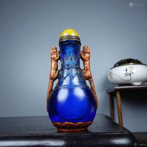 Chinese Old Beijing Glaze Handmade Exquisite Snuff Bottle 72...