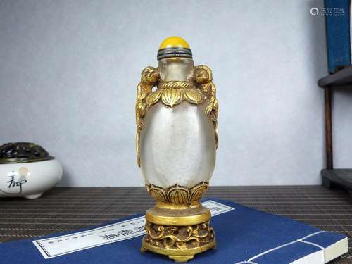 Chinese Old Beijing Glaze Handmade Exquisite Snuff Bottle 46...