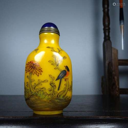 Chinese Old Beijing Glaze Hand Drawn Exquisite Pattern Snuff...