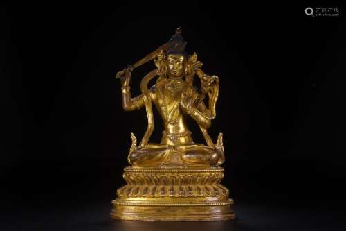, copper manjusri bodhisattva's statueSize: 14.5 x10x22....