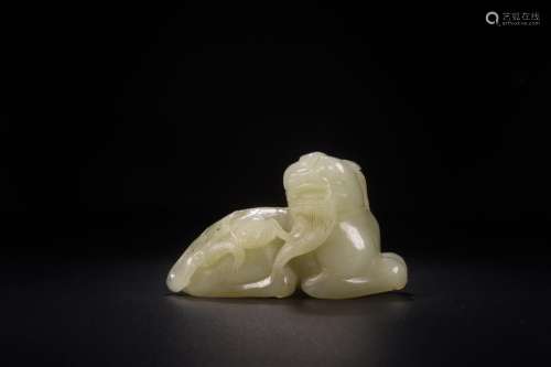 , hotan white jade the mythical wild animalSize: 10.6 x4.5 x...
