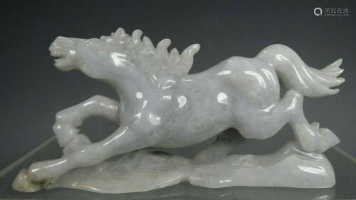 China Chinese Carved White Jade Statue of a Galloping Horse ...