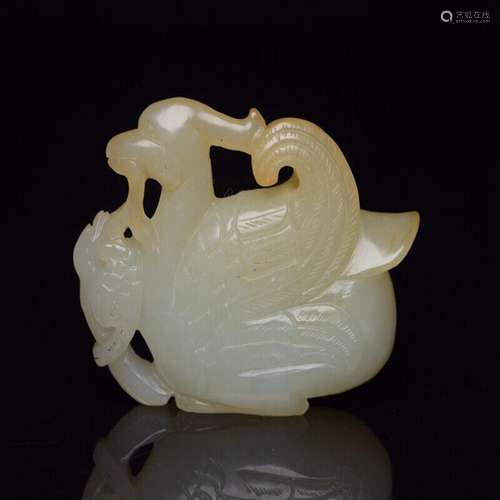 Chinese Antique Tang Dynasty Hetian Ancient Jade Carved Mand...