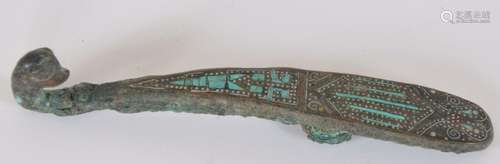 Han Dynasty Turquoise Gold and Silver Inlay Chinese Bronze B...