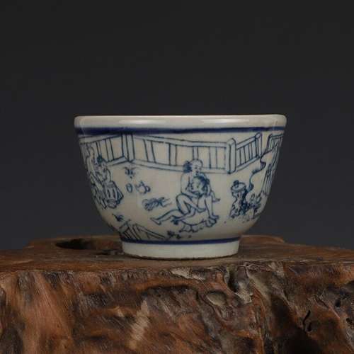 Old China blue white porcelain ancient beauty man sexy Art  ...