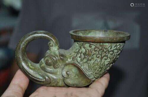 Old China dynasty bronze lucky Elephant statue Wine Glass ve...