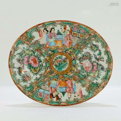 Old or Antique Chinese Rose Medallion Porcelain Tray or Smal...