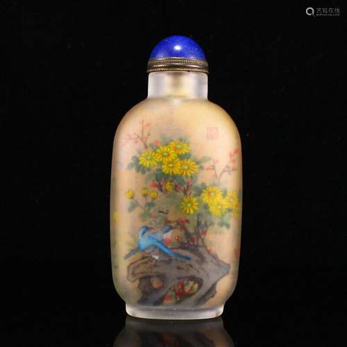 Chinese Antique Qing Dynasty Ancient Glass Inside Painting S...