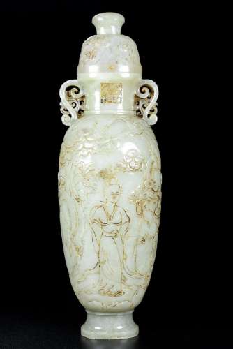 Old and hetian jade: happy (thin) jade bottle!Fine carver: l...