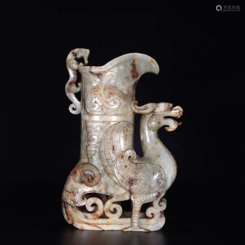 Hetian jade dragon cup size 8 cm tall 30 cm wide 18 cm thick...