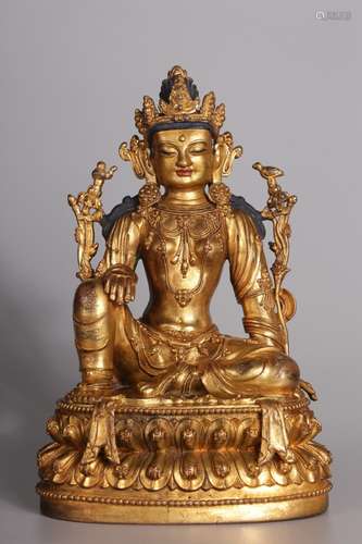 Guanyin cave, copper and gold element25 cm high, 16 cm long,...