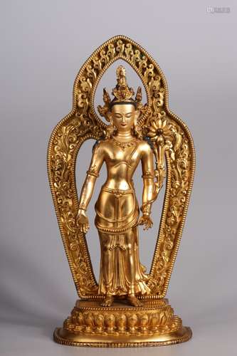 Lotus guanyin backlit stands resemble gold and copper33.5 cm...