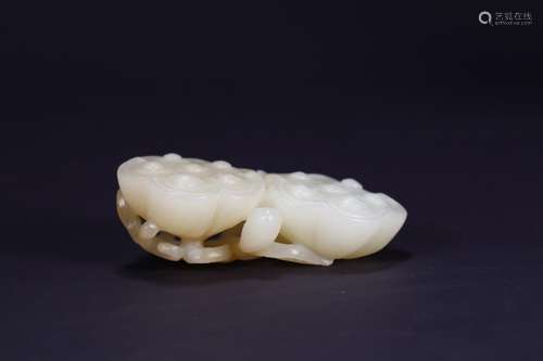 Old hetian jade lotus carved pieces, lotus birth, good moral...